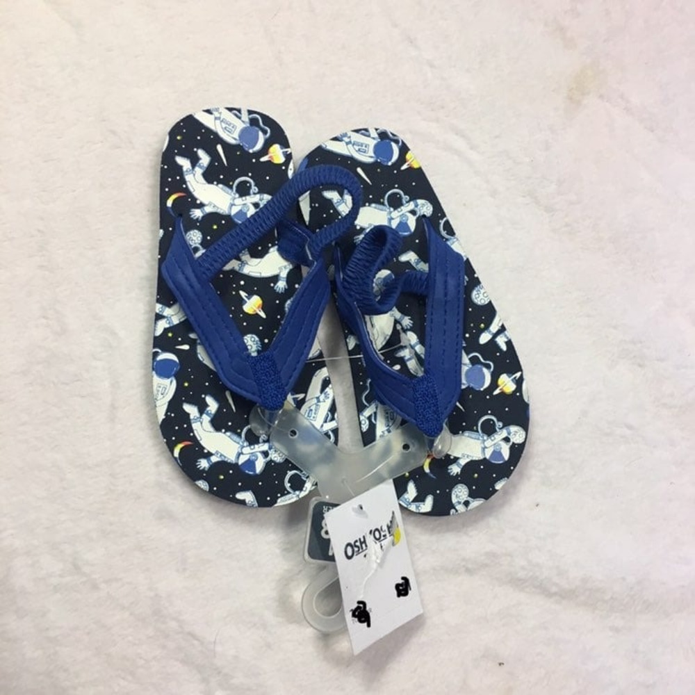 OshKosh B'gosh Flip Flops Toddler 7/8 Blue New Astronaut Space Sandals